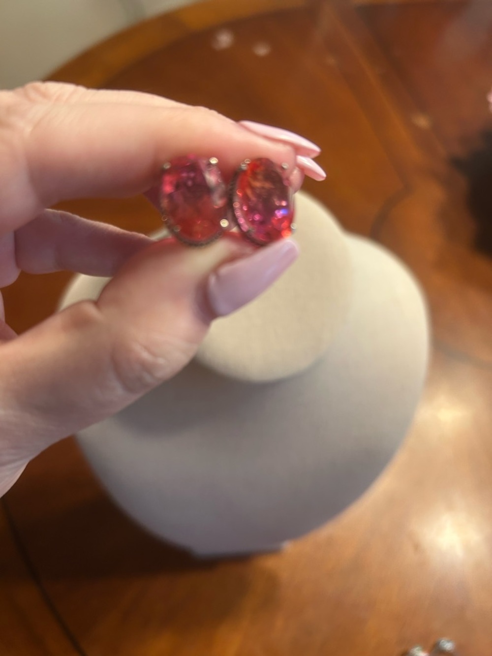 Pink Oval Tourmaline Sterling Silver Stud Earrings - Elegant Women's Jewelry